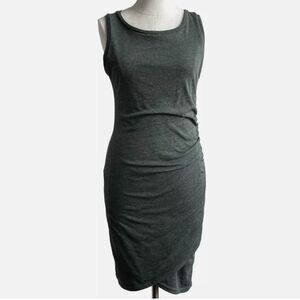 Leith Heathered Green Ruched Knit Sleeveless Bodycon Tank Dress sz Medium